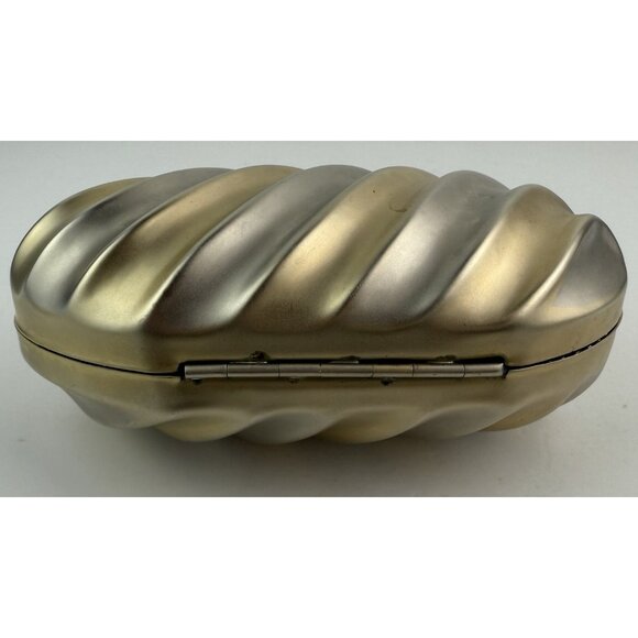 Vtg Harmony Italy 2-Tone Clamshell Evening Clutch Purse w/ Chain Jeweled Clasp - Picture 7 of 12